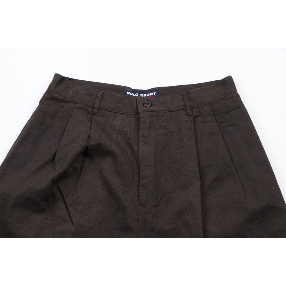 Vintage 90s Polo Sport Ralph Lauren 6 Faded Spell Out Pleated Chino Shorts - Picture 2 of 8